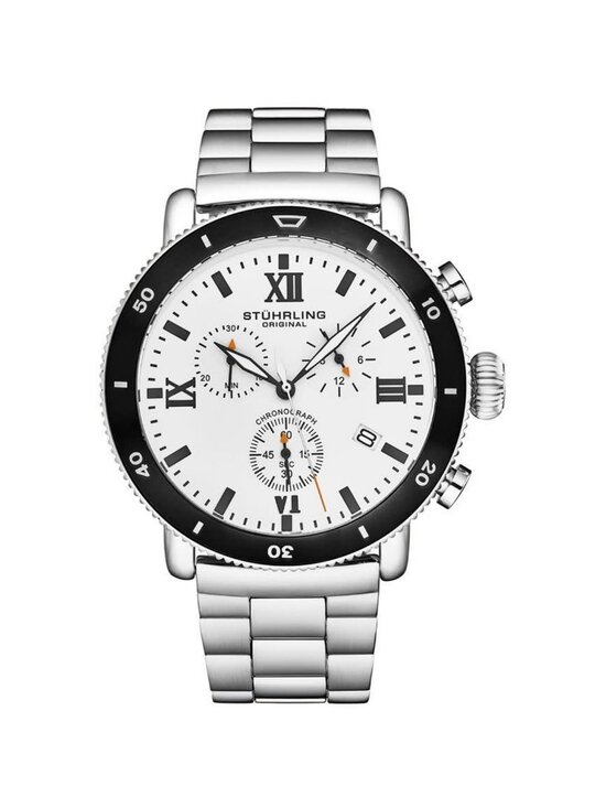 NWT Stuhrling Original Monaco Chronograph Quartz White Dial Men\'s Watch
